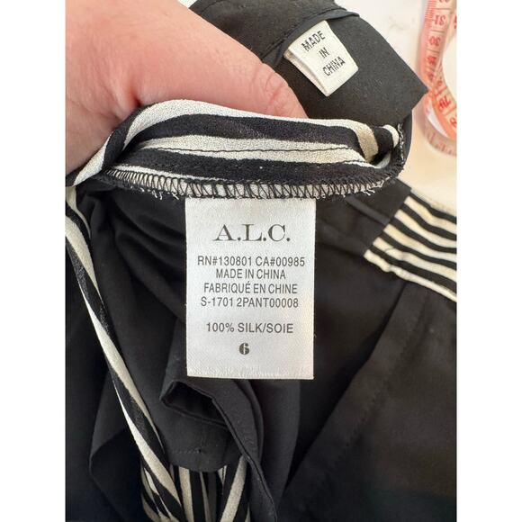 ALC A.L.C black and white silk striped trousers pants 6 - Picture 5 of 9